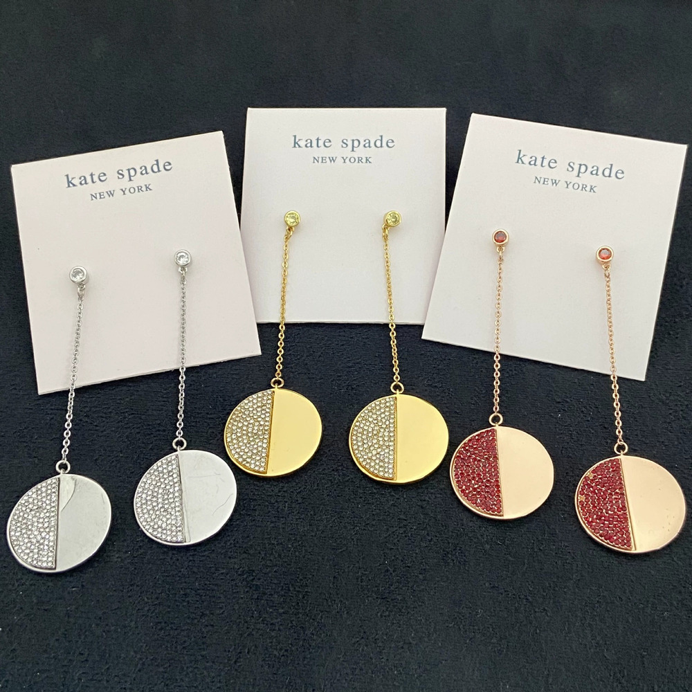 Kate SPADE Rhinestone Round Metal Drop Earrings